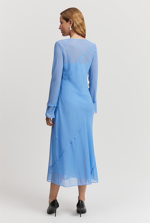 Long sleeve midi dress blue best sale