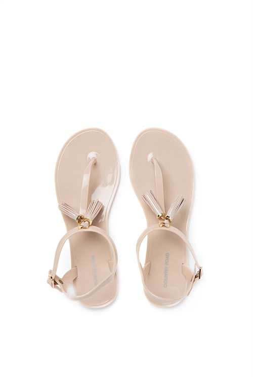 Nude Emma Tassel Jelly Sandals Thongs Country Road