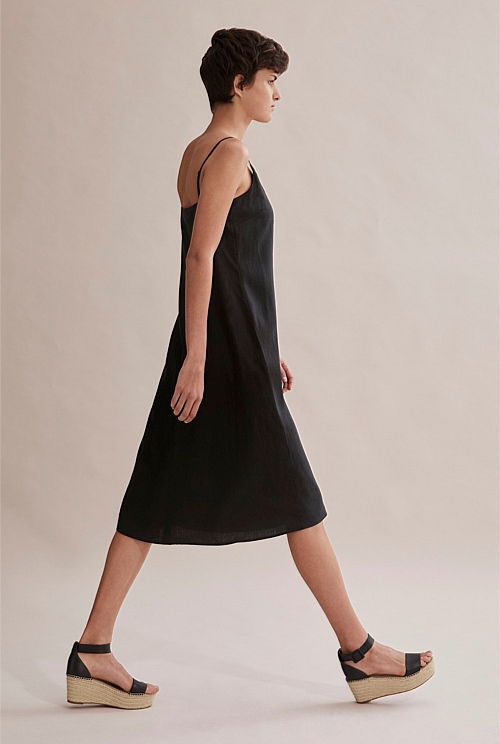 Black Linen Summer Midi Dress Dresses Country Road