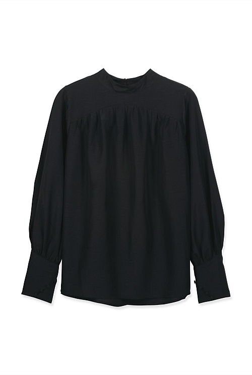Black High Neck Blouse - Shirts | Country Road